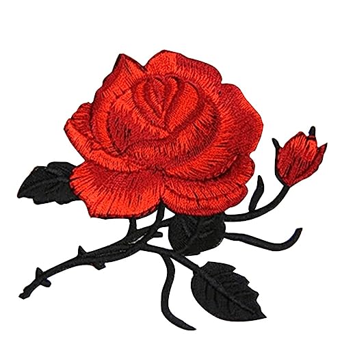 DIYEAH 2St Stickerei-Rosen-Patch Heimwerken nähen Nähnadeln süße Aufnäher Kit de Couture Floral patch gestickte Applikation gestickter Aufnäher gestickte Aufnäher Blumenflecken rot von DIYEAH