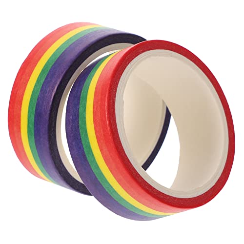 DIYEAH 2st Dasselbe Und Washi Tape Sammelalbum Etikett Dekoratives Abdeckband Teppichband Schwulenvideo Aufkleber Regenbogen-klebeband Klebrig Straßenband Spender Doppelt Colorful Papier von DIYEAH