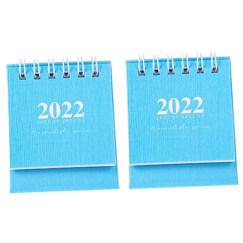 DIYEAH 2st Einfacher Mini-tischkalender Notizblock-kalender Tischkalender Für 2022 Zubehör Für Büroplaner Office-desktop-kalender Mini-standkalender Wohndekoration Papier Blue von DIYEAH