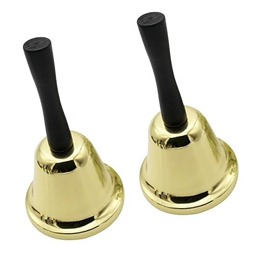 DIYEAH 2st Handglocke Schulglocke Jingle Bells Weihnachtsglockenverzierung Urlaub Laute Rufglocke Dekorative Glocken Tisch Glocke Handklingel Mahlzeitglocke Kinder Spielset Golden Hölzern von DIYEAH