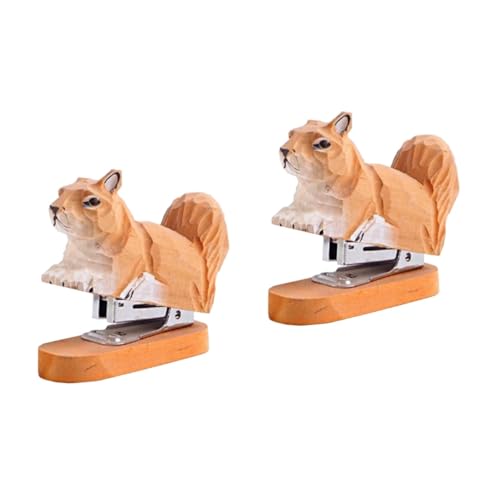 DIYEAH 2st Tierhefter Hefter Für Bürotiere Eichhörnchenhefter Tischtier Tierdruck-hefter Tier-hefter-statue Hefter in Tierform Eichhörnchen-hefter-statue Eichhörnchen Hefter Yellow Holz von DIYEAH