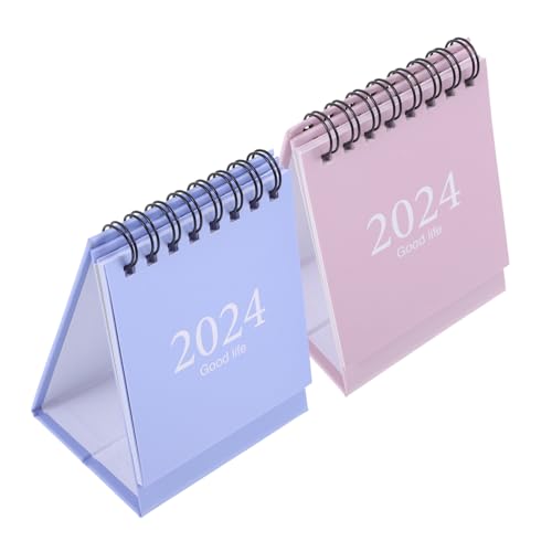 DIYEAH 2st Tischkalender 2024 Staffelei Kalender Mini-tischkalender Mini-desktop-kalender Planerkalender 2024 Monatlicher Memo-kalender Flip-desk-kalender Kalenderschreibtisch Papier von DIYEAH