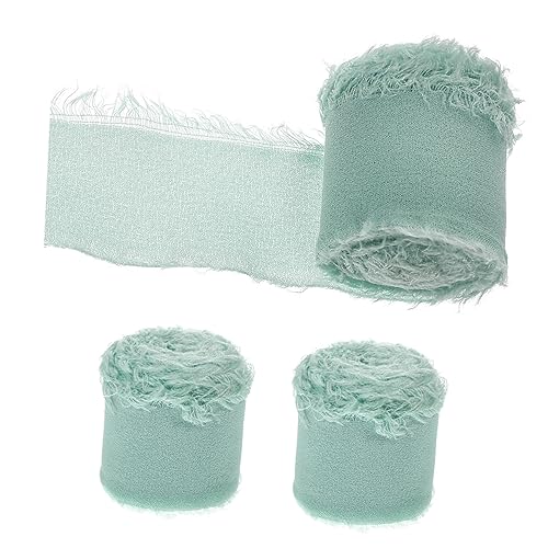 DIYEAH 3 Rollen Chiffon-gürtel Mit Ungesäumten Kanten Band Zum Verpacken Strass-quastenbesatz Paillette Sackleinenband Gänseblümchen Bänder Für Blumensträuße Rotes Band Polyester Sky-blue von DIYEAH