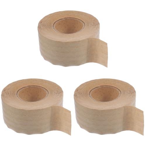 DIYEAH 3 Rollen Fotorahmen Gold Veröffentlichung Bandspender kräuseln verpackungsmaterial packing tape Versandklebeband Flatback-Klebeband aus Papier Kraftpapier Light Brown von DIYEAH