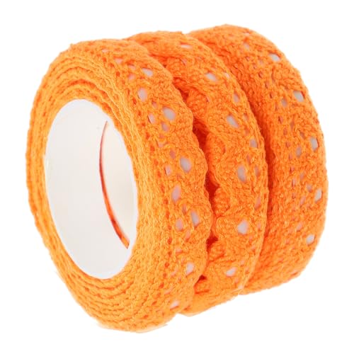 DIYEAH 3 Rollen Selbstklebendes Spitzenband Zum Nähen Basteln Sammelalbum Spitzenbänder Spitzenband Vintage Besatzband DIY Spitzenaufkleber Dekorative Bänder Magnetband Orange von DIYEAH