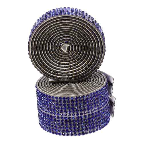 DIYEAH 3 Rollen Selbstklebendes Strassband Spitzenband Strasskette Satinband Goldband Jute Quaste Multi Grünes Band Dekorationen Hotfix Trimmen Leinen Rosa Schleife Strasssteine Blue Glas von DIYEAH