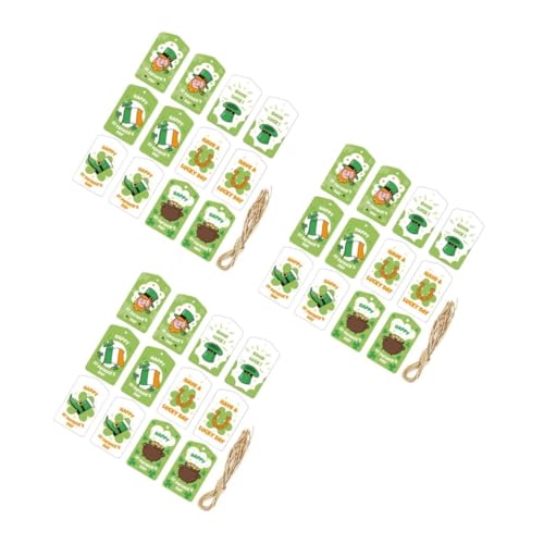 DIYEAH 3 Sätze 3Sets Etikettenaufhänger Grüne Hängeetiketten St Namensetiketten Zum Patrick'S Day Kleeblatt Tags Etiketten Taschenanhänger Dankeschön Geschenkanhänger 12 Stück * 3 von DIYEAH