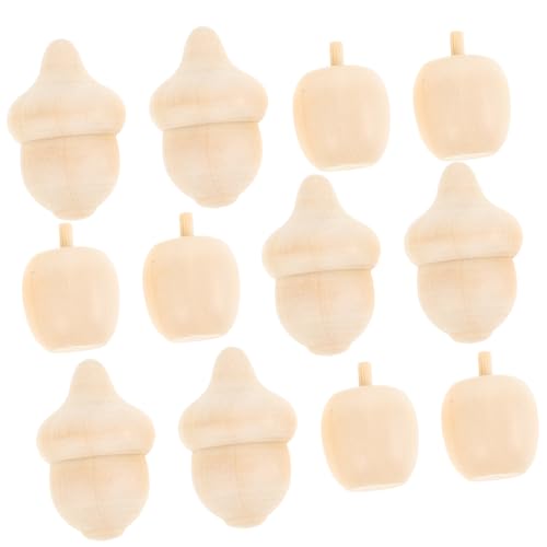 DIYEAH 3 Sätze Apfelornament Aus Holz Unvollendetes Holzaccessoire Eichel Aus Holz Selber Machen Leere Holzstatue Unvollendetes Eichelhandwerk Handwerkliche Dekoration Beige 20 Stück * 3 von DIYEAH