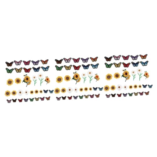 DIYEAH 3 Sätze Aufkleber Reparaturflicken Kinderkleider Kleidung Stickerei Kleiderflicken Nähen Von Gestickten Applikationen Blumen-schmetterlings-patches Stoff 33 Stück * 3 von DIYEAH