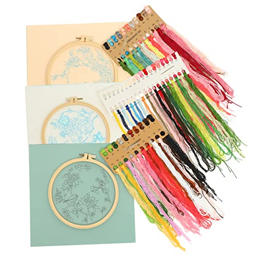 DIYEAH 3 Sätze Blumen-und Vogels Tickerei Armbänder Make-up-pinsel Rahmen-kit Bausätze Accessoires Kostüm Kleidung Für Haustiere Bausatz Im Chinesischen Stil Stoff Polyester von DIYEAH