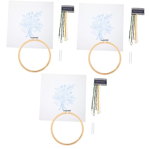 DIYEAH 3 Sätze Blumenstickset embroidery kit embroidery set Set zur Herstellung von Armbändern Anfänger-Stickset für Erwachsene Stickrahmen basteln Bettwäsche aus Baumwolle von DIYEAH