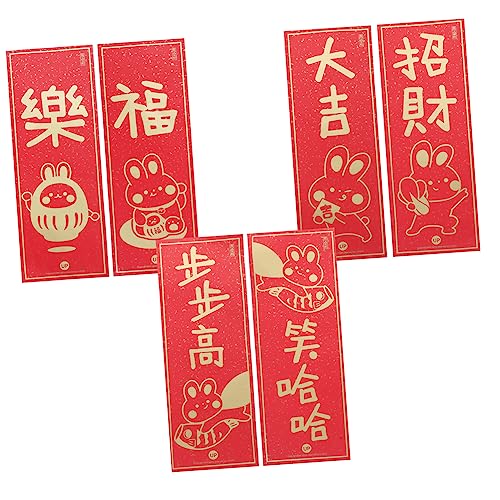 DIYEAH 3 Sätze Couplet chinesisch neujahr figuren die bescherung jho jep fallen bao Nest Halloween- chinesisches jahr des kaninchenbanners frühlingsfest tür Papier rot von DIYEAH