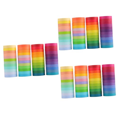 DIYEAH 3 Sätze Farbiges Washi-tape Doppelt Journaling Streifen Karton Bastelsets+für+ Bastel Set Für Notizbuchbänder Regenbogen-klebeband-kit Japanisches Papier 48 Rollen * 3 von DIYEAH