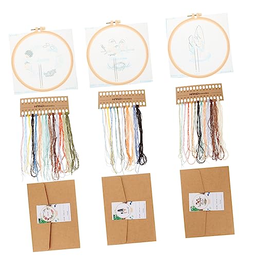 DIYEAH 3 Sätze Frühling Kreuzstich Bausätze Stickerei Bausatz handgefertigt embroidery kit bastel materialien stickgarn set werkzeug Kreuzstich- Stickset für Anfänger Polyester von DIYEAH