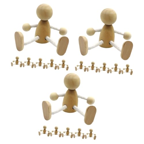 DIYEAH 3 Sätze Holzfiguren Ausmalen Plüsch Roboter Holzfiguren Menschen Landschaftsholzpuppe Diy Holzpflockpuppen Holzpuppenschmuck Diy Holzpuppe Peg-puppe Hölzern 6 Stück * 3 von DIYEAH