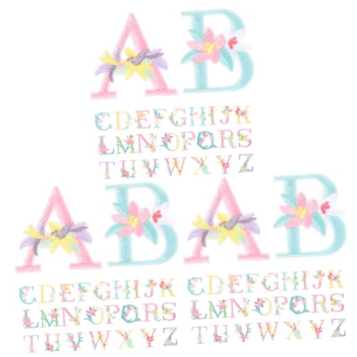 DIYEAH 3 Sätze Kreative Englisches Alphabet Orchidee Stoff Patch Kleidung Stickerei Patch Blumenzubehör Kleiner Gänseblümchen Patch (z150-z175) Stickerpappier Apfelding 26 Stück * 3 von DIYEAH