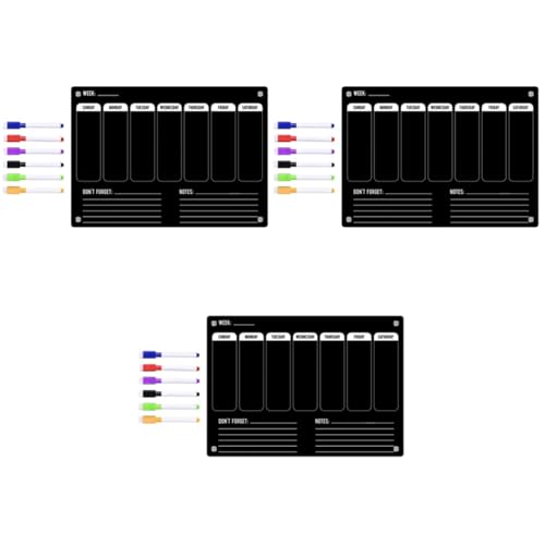 DIYEAH 3 Sätze Magnetischer Planer Tafel Löschen Magnetisches Zeichenbrett Magnetische Kalendertafel Kühlschrank-magnet-planer Magnetische Karte Magnete Essensplaner Tafel Acryl Black von DIYEAH
