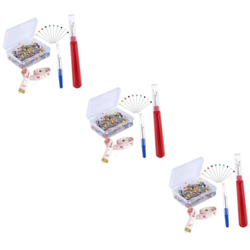 DIYEAH 3 Sätze Nahttrenner embroidery kit maßband bastelkasten sewing accessories Stickset Nähen Kleidungsnadeln Stich-Kit Strickset werkzeugtasche Stickwerkzeug Kreuzstich-Werkzeugsatz von DIYEAH