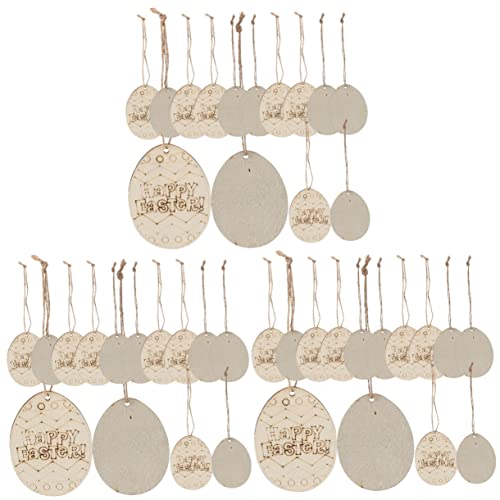 DIYEAH 3 Sätze Ostern Holzspäne Gefälschte Eier Eierhalter Eier Aufkleber Eier Zum Dekorieren Geschenkidee Ostern Ostergeschenkideen Osterei-chips Leere Holzeier Khaki 20 Stück * 3 von DIYEAH