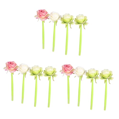 DIYEAH 3 Sätze Rosafarbener Gelstift Gelstifte Mit Rosenblumendesign Lustiger Stift Strumpffüller Süßer Stift Kugelschreiber Kreativer Gelstift Blumen-gel-stift Green 4 Stück * 3 von DIYEAH