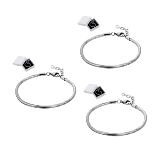 DIYEAH 3 Sätze Schlangenknochenarmband Fußkettchen Splitter Schlangenarmband für Damen Charme armband für frauen geburtstagsgeschenk herren armband Bettelarmbänder für Damen Karton Silver von DIYEAH