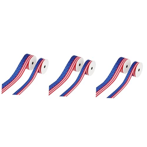 DIYEAH 3 Sätze Schleife Dekoratives Band Rot Tag Sackleinen Ornamente Seidenband Ribbon American Flag Band Bastelzeug Bänder Party-geschenkbänder Polyester 2 Rollen * 3 von DIYEAH