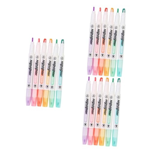 DIYEAH 3 Sätze Textmarker Bunte Highlighter Doppelendige Marker Gel-highlighter Leuchtsticker Leuchtschriftzug Pastellmarker Milder Farbhighlighter Plastik Colorful 6 Stück * 3 von DIYEAH