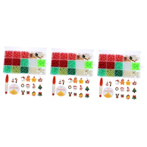 DIYEAH 3 Sätze Weihnachtsperlen Kit Zur Herstellung Von Armbändern Für Mädchen Weihnachtsanhänger Für Die Schmuckherstellung Perlenarmbänder-kit Perlen-kit Weihnachtszauber Legierung von DIYEAH