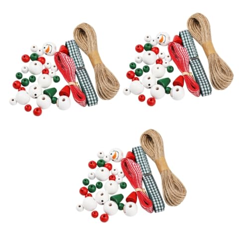 DIYEAH 3 Sets Weihnachts Holzperlen Set Topper Türkegel Weihnachtsdekoration Schneemann Rentier Globen Einzigartige Zwerge Kette Musikalische Rote Schneeflocke Winterornament von DIYEAH