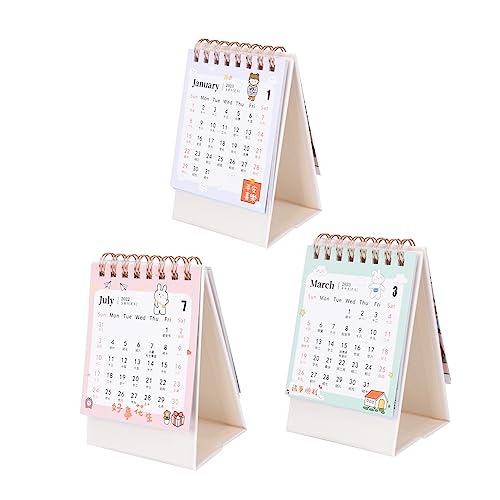 DIYEAH 3 Stück 2023 Tischkalender Mini Notizblock Desktop Monatsplaner Kalender Escritorio Para Stehpult Aufsatz Desktop Schreibtisch 2023 Kleiner Kalender Stehpult Mini von DIYEAH