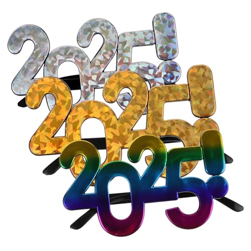 DIYEAH 3 Stück 2025 Brille Nummer Brillen Augendekoration 2025 Brillen Party Brillen Requisiten Partygeschenke Kunststoff 2025 Brillen Party Brillen Requisiten Brillen von DIYEAH