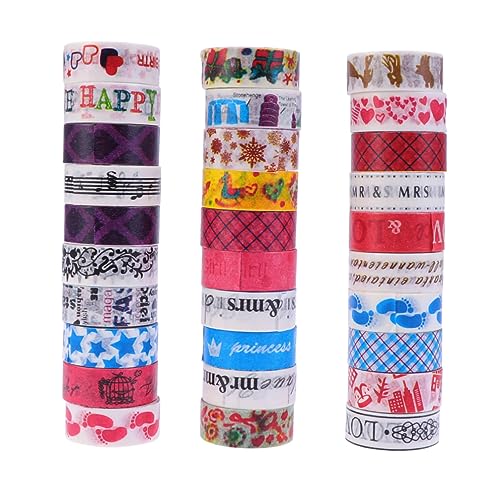 DIYEAH 30 Rollen Klebebänder Punkt Streifen farbiges Band bürodekorationen the washi tape Craft tape card decoration DIY tape selbstklebender Papieraufkleber Papierbänder von DIYEAH