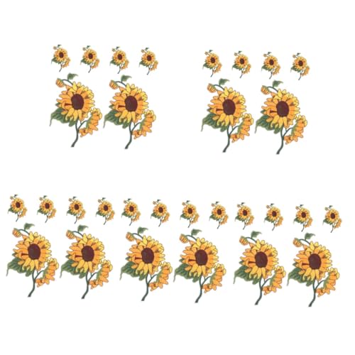 DIYEAH 30 Stk Applikationen blumenmuster Blumenapplikation Bügelflicken für Jeans Sonnenblume zum Aufbügeln Blumenbeet Sonnenblumenfeld Flicken für Hosen Aufnäher Vlies von DIYEAH