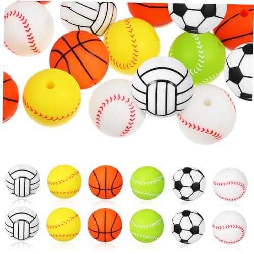 DIYEAH 30St Silikonarmband Sportarmband Schmuckspacer Baseballperlen Beads für Schmuckbasteln lose Perle kleine Goldperlen Rocailles Perlenkette Schmuckperlen Basketball-Perlen Kieselgel von DIYEAH