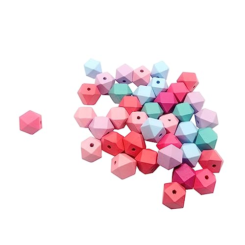 DIYEAH 30St geometrische Perlen bastelideen bastelmaterial Holzschmuck bastel materialien bemalte Perlen Holzperlen Hölzern von DIYEAH