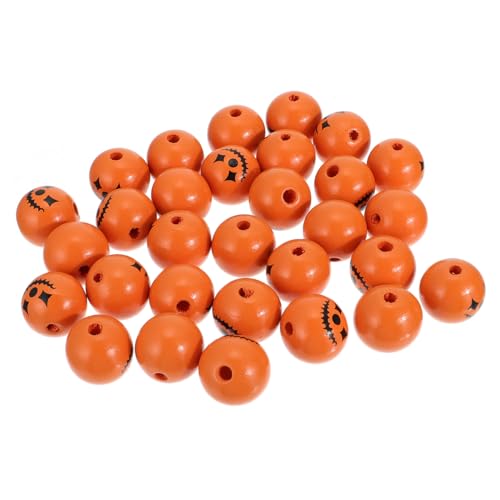 DIYEAH 30st Halloween-holzperlen Schmuck Im Freien Gefälscht Perlen Girlande Runde Perlen Basteln Maske Matschig Fälschung Unfertige Lose Perle Halloween- Bauernperlen Orange Hölzern von DIYEAH