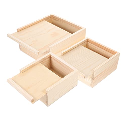 DIYEAH 3Er-Box Schublade aus Holz Tischplatte Schmuckstücke schmuckkästchen storage boxes jewelry storage box aubewahrbox Holzkisten mit Schiebedeckel Holzkisten unfertig von DIYEAH