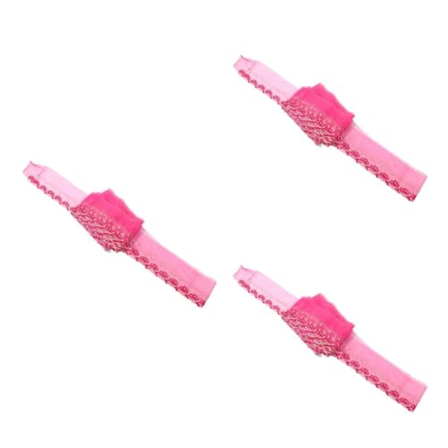 DIYEAH 3St Accessoires aus Mesh-Spitze dekoration Puppenkleidband Blumen-Spitzenband dehnbares Band Spitzenapplikationen als Verzierung dünnes Spitzenband Tischläufer Polyester Rosy von DIYEAH