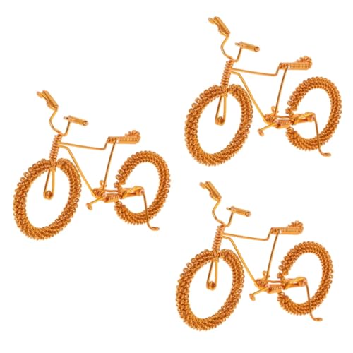 DIYEAH 3St Fahrradmodell Fahrrad Sammlerstück Alu Draht Fahrrad DIY-Dekoration Mini Fahrrad Modell Miniatur Mini- kleines Fahrrad Mini-Fahrrad Aluminiumdraht Golden von DIYEAH