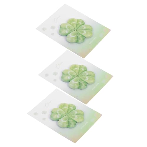 DIYEAH 3St Haftnotiz mit vierblättrigem Kleeblatt Büroklammer-Etiketten Pa Notizblock selbstklebende notizzettel Selbstklebende Memo Pads Memo-Notizblöcke kleiner Notizblock Papier Green von DIYEAH