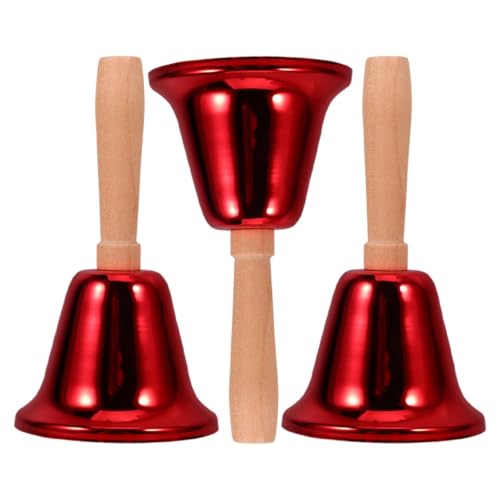 DIYEAH 3St Handklingel Glocke rezeptionsglocke tischglocke Party Glocke Lautstärke Handglocke Schulglocke Glockenspiel Türklingel Musical Klingelkatzenglocke Handklingel aus Metall Holz von DIYEAH