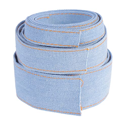 DIYEAH 3St Jeansstreifen Stoffschere nähen weißes Band dünnes Band zum Basteln Kleidung färben Fleecestoff ribbon schienbeinschoner tape Meter Stichband Crimpen von Denim-Stoff Blue von DIYEAH