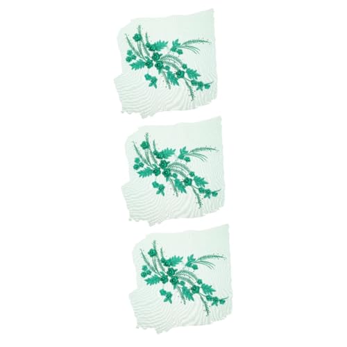 DIYEAH 3St Mesh-Stickpatch Braut- Outfits gefälschte Blumen Stickerei Hochzeitskleid Applikation Abendkleid Applikation Applikationen für Bekleidung Kleiderflicken für Löcher Spitze Green von DIYEAH