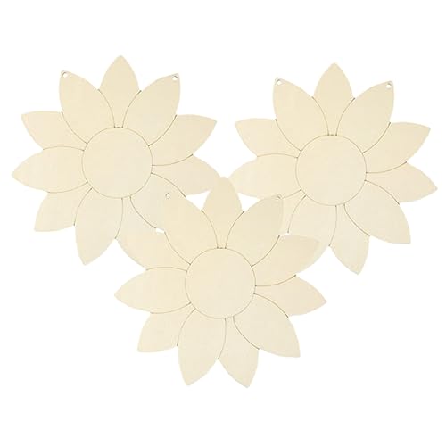 DIYEAH 3St Sonnenblumenchips Zaundekorationen Wandbehangschild Sonnenblumen dekoration weihnachten wihnachtsdeko Sonnenblumenausschnitt aus Holz Holzausschnitt selber machen Khaki von DIYEAH