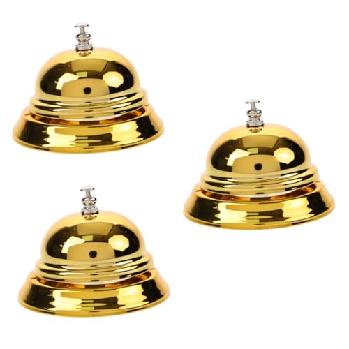 DIYEAH 3St klassische Dienstklingel glöckchen gold golduhr Call bell Serviceglocke Pressing bell Jingle Bell Serviettenringe solide Büroklingel Mode-Rufglocke Kundendienstglocke Golden von DIYEAH