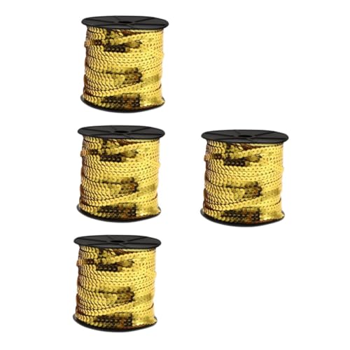 DIYEAH 4 Rollen Goldene Flache Paillettenstreifen Goldene Pailletten Goldener Paillettenschal Pailletten Zum Nähen Paillettenstoff Rock Mit Silbernen Pailletten Goldener Spitzenbesatz Pvc von DIYEAH