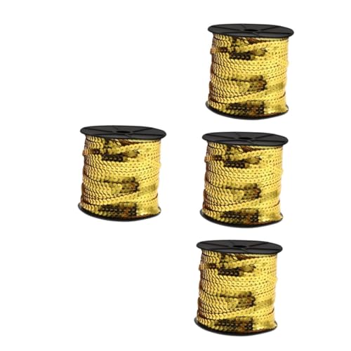 DIYEAH 4 Rollen Goldene Flache Paillettenstreifen Goldfarbener Bastelbesatz Goldener Paillettenschal Muschelfransenbesatz Mit Pailletten Paillettenband Zum Nähen Goldrand Quastenband Pvc von DIYEAH