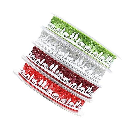 DIYEAH 4 Rollen Verpackungsband geschenkband ribbons xmas decoration christmas decor weihnachtsdeko beleuchtet innen Weihnachtsbaum Weihnachten Weihnachtsband Partydekoration Handwerk von DIYEAH