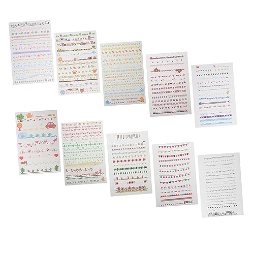 DIYEAH 4 Sätze 4 Sets Trennlinien Aufkleber Mini Scrapbook Aufkleber Dekorative Scrapbook Aufkleber Süße Scrapbook Aufkleber Rahmen Scrapbooking Zubehör Aufkleber Für 10 Blatt * 4 von DIYEAH