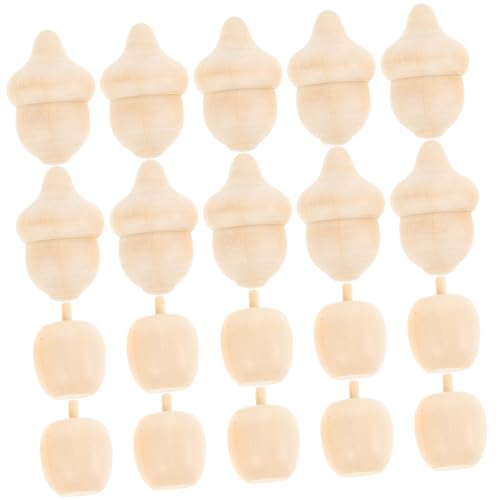 DIYEAH 4 Sätze Apfelornament Aus Holz Unfertige Eichel Bastelzubehör Unfertige Holzfigur Diy-holzornament-set Eichel Aus Holz Selber Machen Deko-accessoire Beige 20 Stück * 4 von DIYEAH